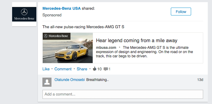 Linkedin Ad Example Mercedes